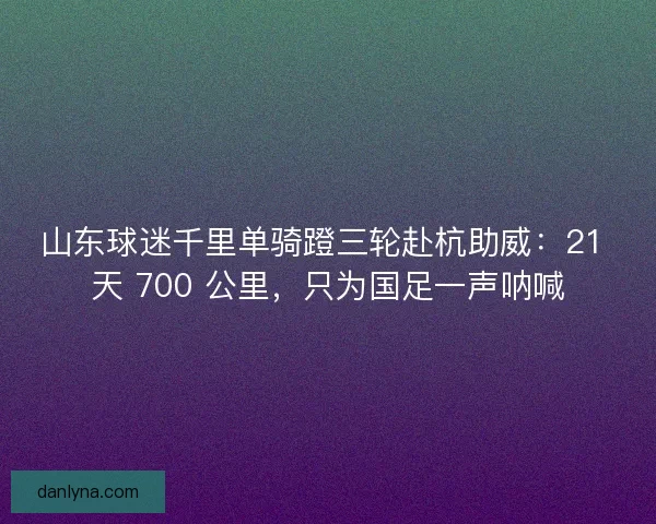 山东球迷千里单骑蹬三轮赴杭助威：21 天 700 公里，只为国足一声呐喊