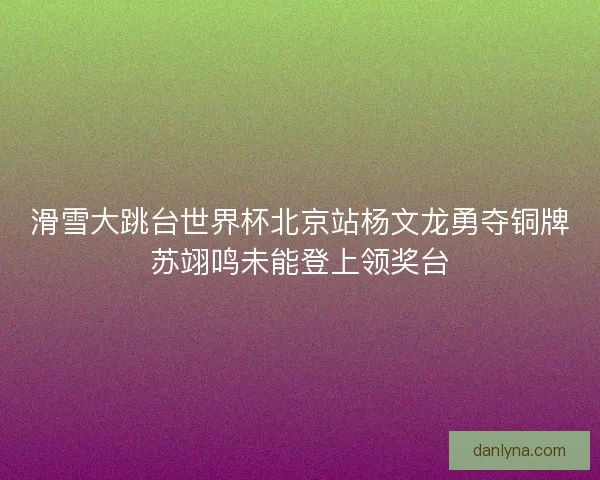 滑雪大跳台世界杯北京站杨文龙勇夺铜牌苏翊鸣未能登上领奖台